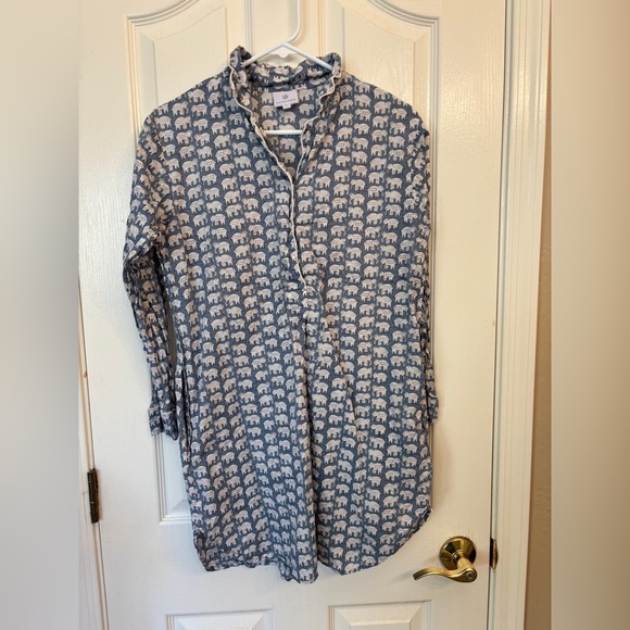 Pax Philomenia Blue Éléphant Nightgown in Women’s Small 100% Cotton Voile - Picture 6 of 10